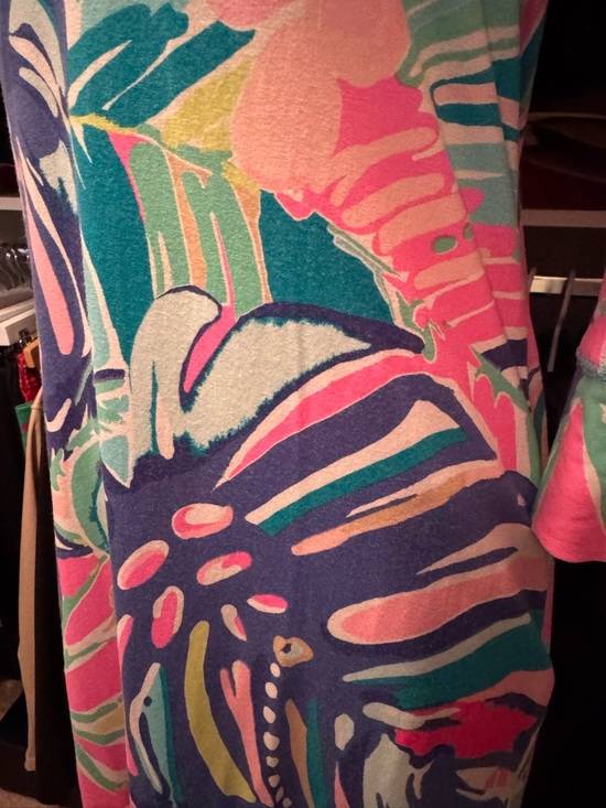 Lilly Pulitzer Vibrant Floral Shift Dress in Aqua & Pink - Cover Up - Picture 8 of 9